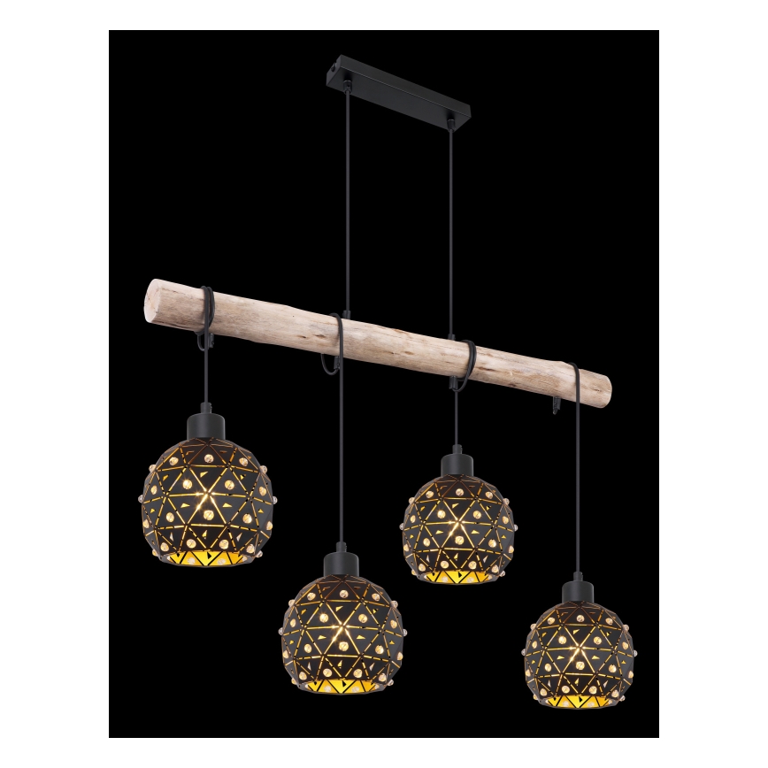 Globo 54029-4H - riippuvalaisin vaijerilla JODIE 4xE27/40W/230V beige/musta