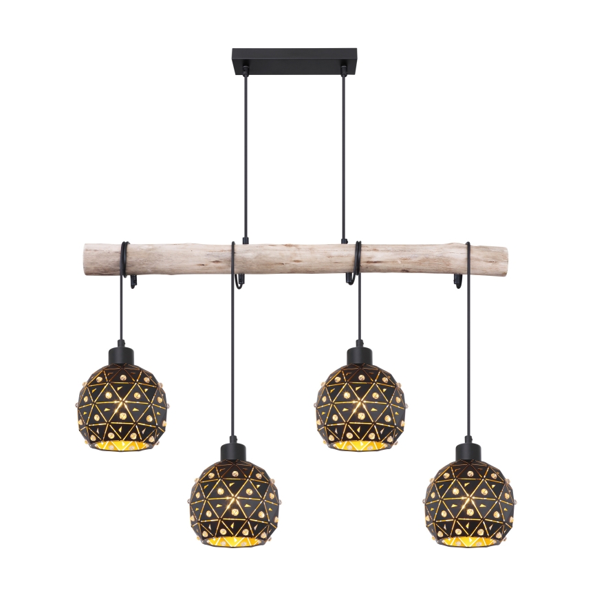 Globo 54029-4H - riippuvalaisin vaijerilla JODIE 4xE27/40W/230V beige/musta