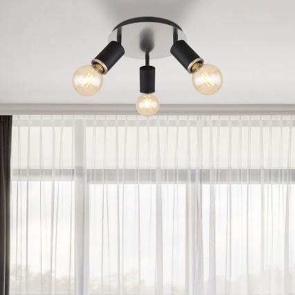 Globo - Spotlight 3xE27/60W/230V musta puu