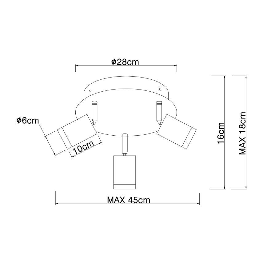 Globo - Spotlight 3xE27/60W/230V musta puu