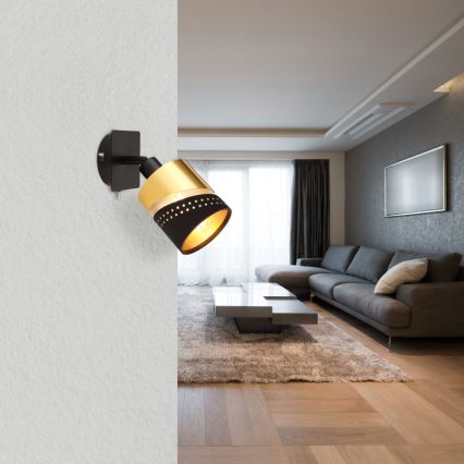 Globo - Seinäkohdevalo 1xE14/25W/230V musta/kulta