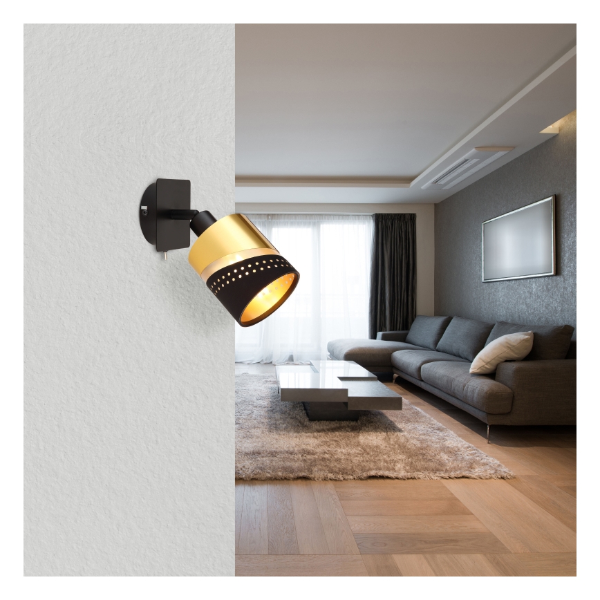 Globo - Seinäkohdevalo 1xE14/25W/230V musta/kulta