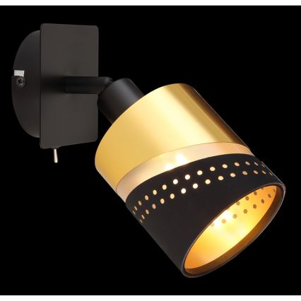 Globo - Seinäkohdevalo 1xE14/25W/230V musta/kulta