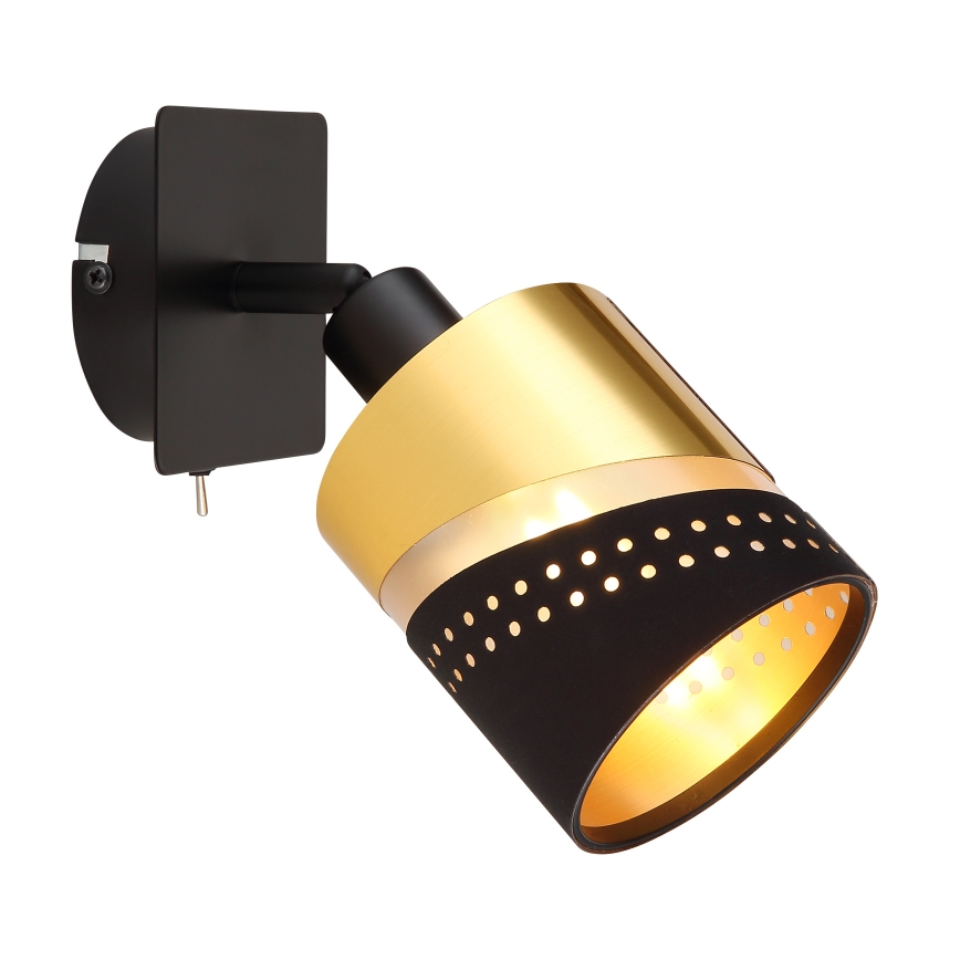 Globo - Seinäkohdevalo 1xE14/25W/230V musta/kulta