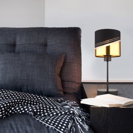 Globo - Pöytävalaisin 1xE27/40W/230V halkaisija 16 cm musta/kulta