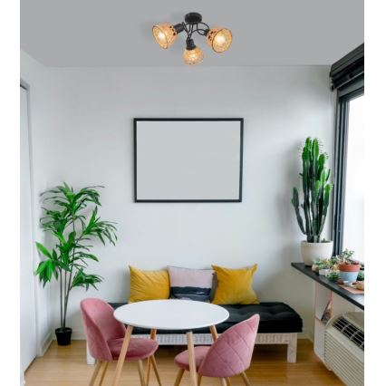 Globo - Kiinteä kattokruunu 3xE27/15W/230V bambu