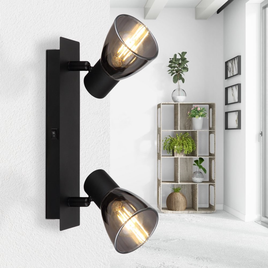 Globo - Seinäkohdevalo 2xE14/40W/230V musta