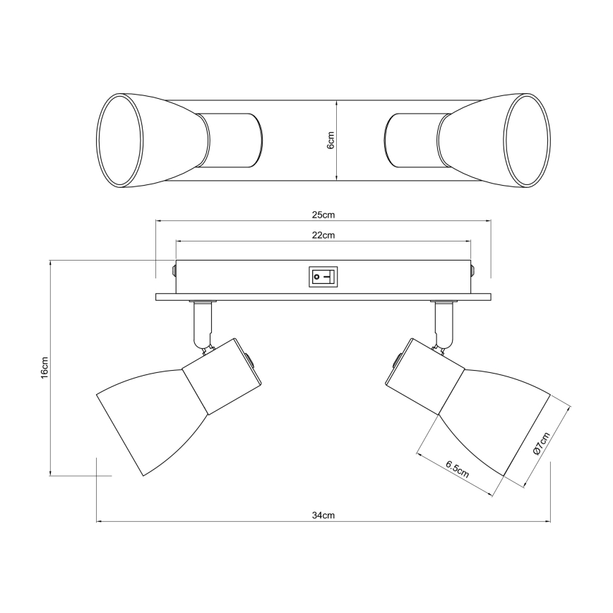 Globo - Seinäkohdevalo 2xE14/40W/230V musta