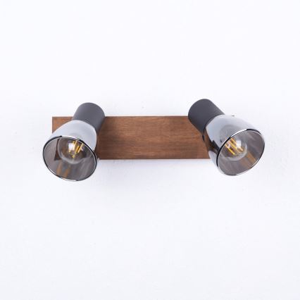 Globo - Seinäkohdevalo 2xE14/40W/230V musta/puu