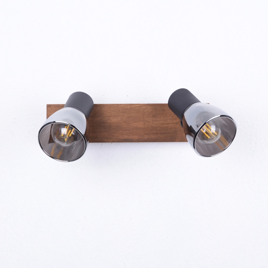 Globo - Seinäkohdevalo 2xE14/40W/230V musta/puu