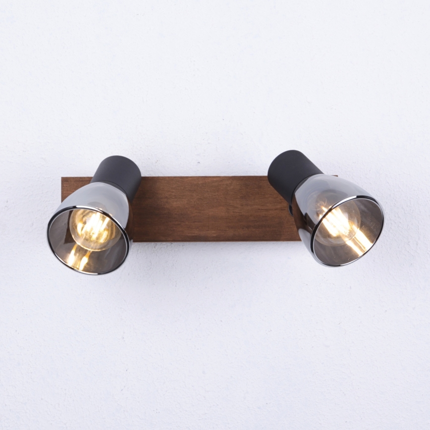 Globo - Seinäkohdevalo 2xE14/40W/230V musta/puu