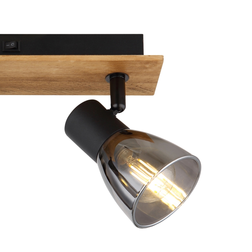 Globo - Seinäkohdevalo 2xE14/40W/230V musta/puu
