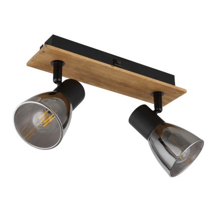 Globo - Seinäkohdevalo 2xE14/40W/230V musta/puu