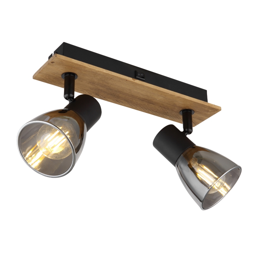 Globo - Seinäkohdevalo 2xE14/40W/230V musta/puu