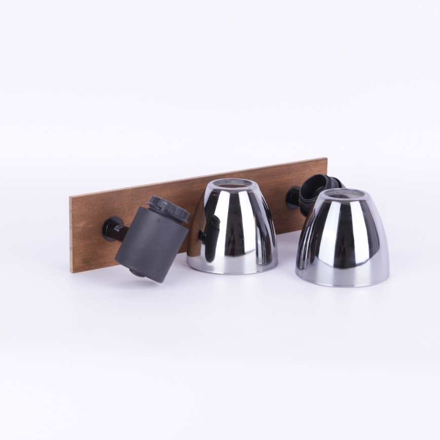 Globo - Seinäkohdevalo 2xE14/40W/230V musta/puu