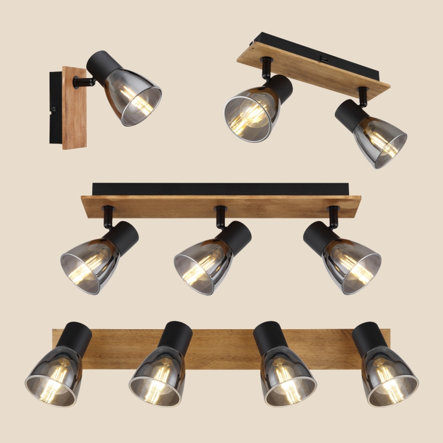 Globo - Seinäkohdevalo 2xE14/40W/230V musta/puu