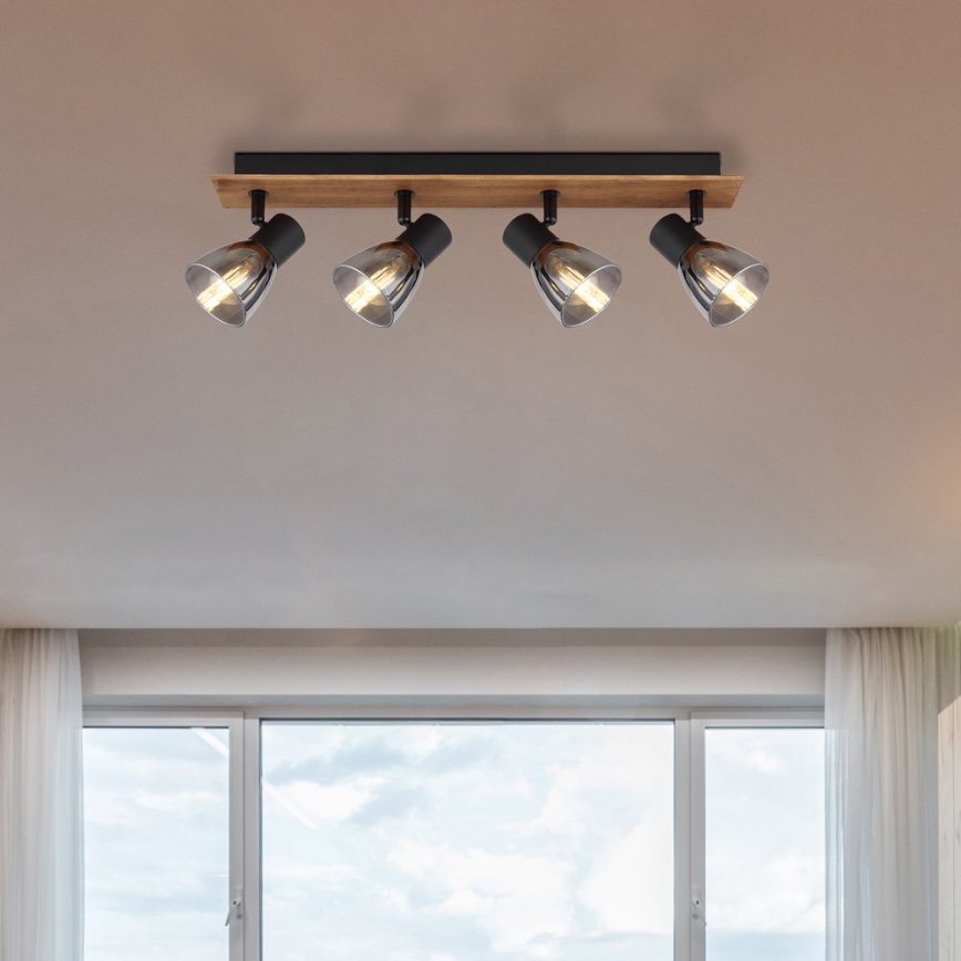 Globo - Kohdevalo 4xE14/40W/230V musta/puu