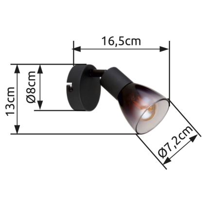 Globo - Seinäkohdevalo 1xE14/25W/230V musta