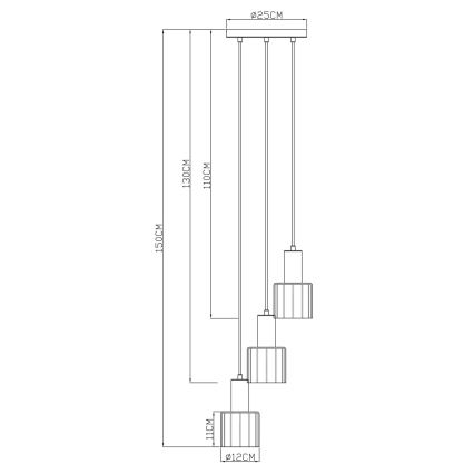 Globo - Riippuvalaisin kaapelilla 3xE27/40W/230V
