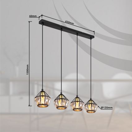 Globo - Kattokruunu johdossa 4xE14/40W/230V