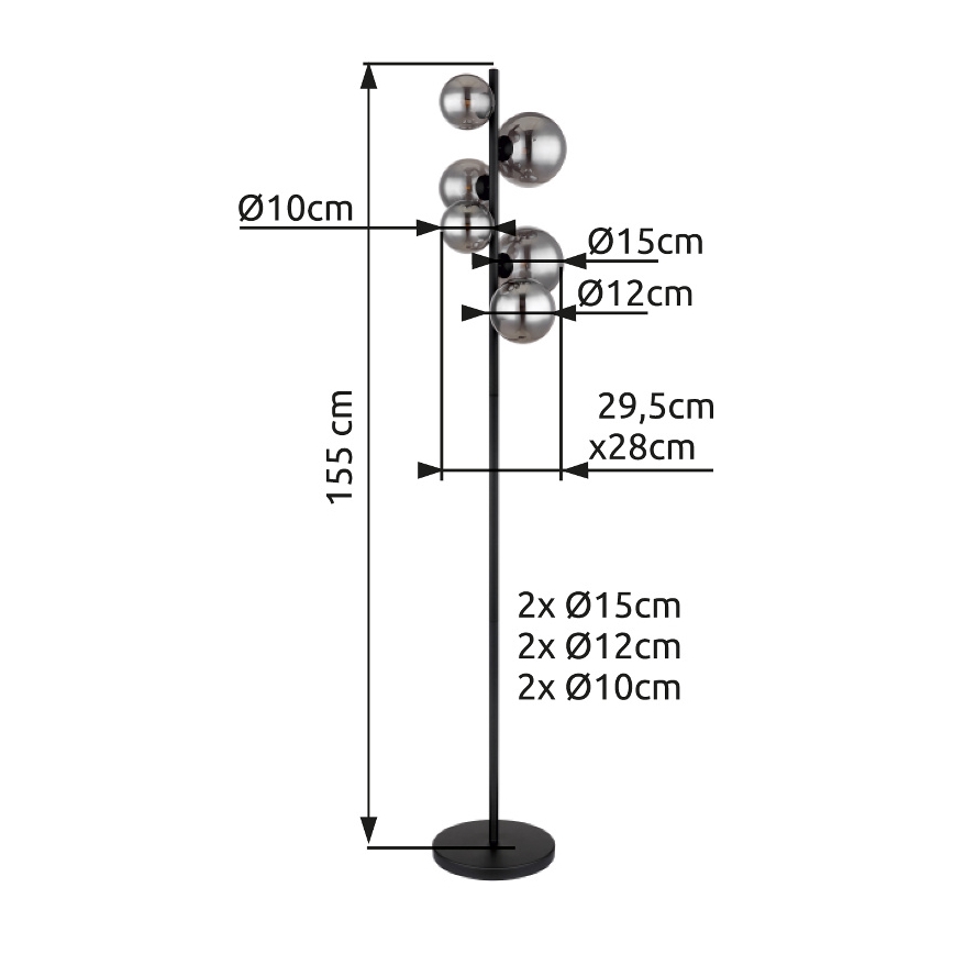 Globo - LED-lattiavalaisin 6xG9/3,5W/230V savuinen/musta