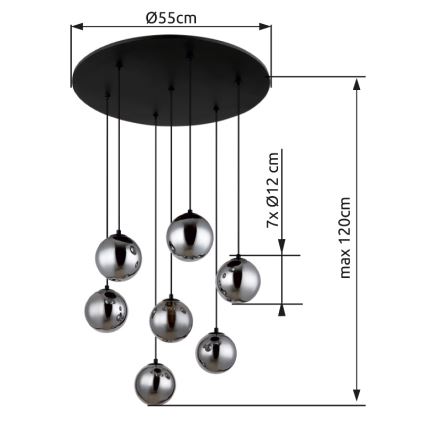 Globo - LED-kattokruunu johdossa 7xG9/3,5W/230V savuinen/musta