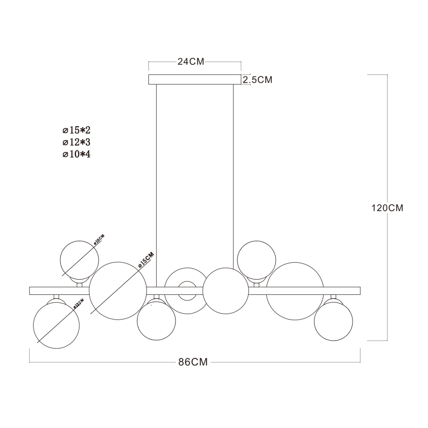 Globo - LED-kattokruunu johdossa 9xG9/3W/230V messinki