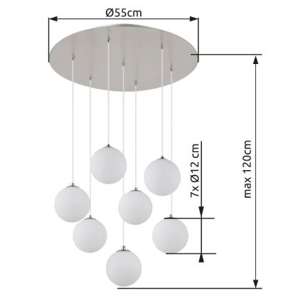 Globo - LED-kattokruunu johdossa 7xG9/3,5W/230V valkoinen