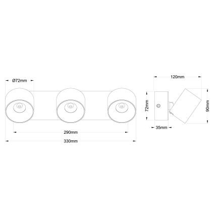 Globo - LED-kohdevalaisin 3xLED/6W/230V