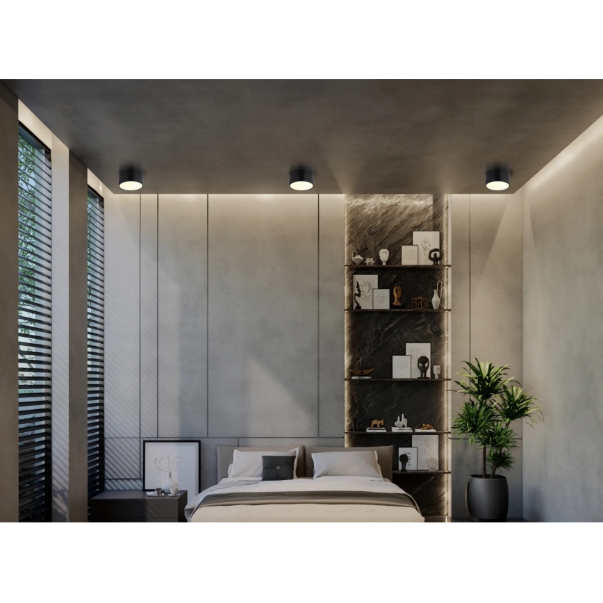 Globo - LED-kattovalaisin, 12 W, 230 V, 3000 K, halkaisija 15 cm, musta