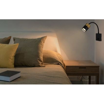 Globo - Seinäkohdevalo 1xGU10/25W/230V musta/kulta