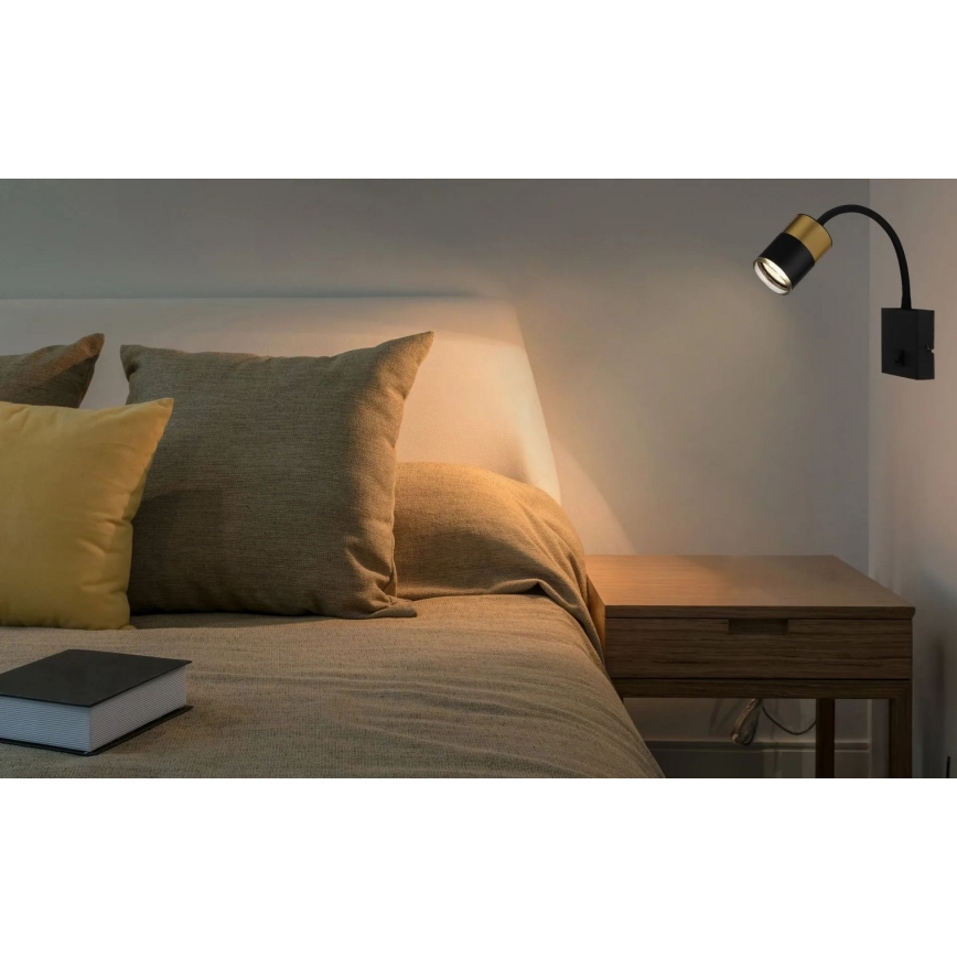 Globo - Seinäkohdevalo 1xGU10/25W/230V musta/kulta