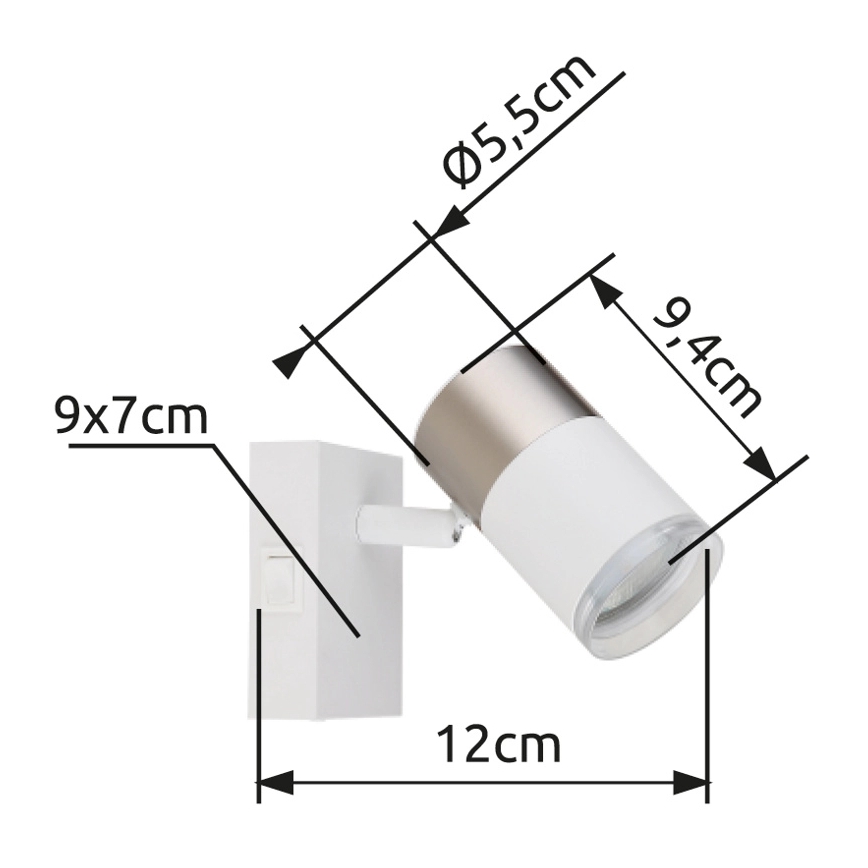 Globo - Seinäkohdevalo 1xGU10/25W/230V valkoinen/mattakromi