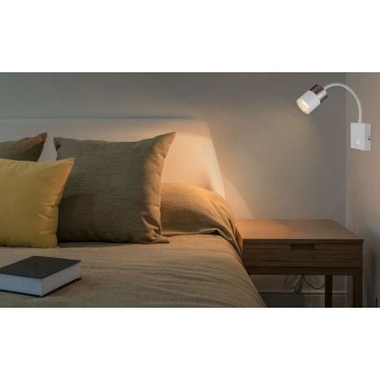 Globo - Seinäkohdevalo 1xGU10/25W/230V valkoinen/mattakromi