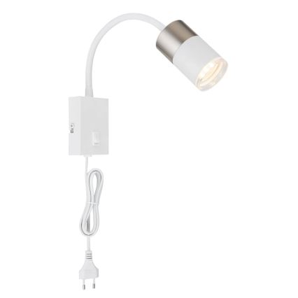 Globo - Seinäkohdevalo 1xGU10/25W/230V valkoinen/mattakromi