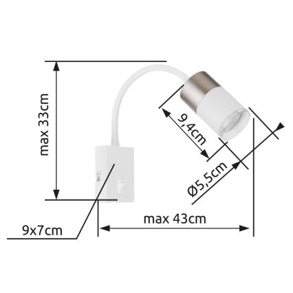 Globo - Seinäkohdevalo 1xGU10/25W/230V valkoinen/mattakromi
