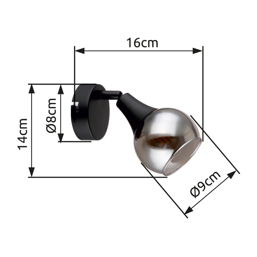 Globo - Seinäkohdevalo 1xE14/40W/230V musta