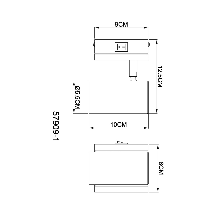 Globo - Seinäkohdevalo 1xGU10/25W/230V musta