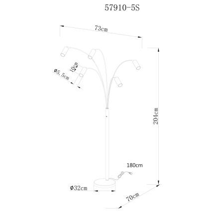 Globo - Lattialamppu 5xGU10/35W/230V