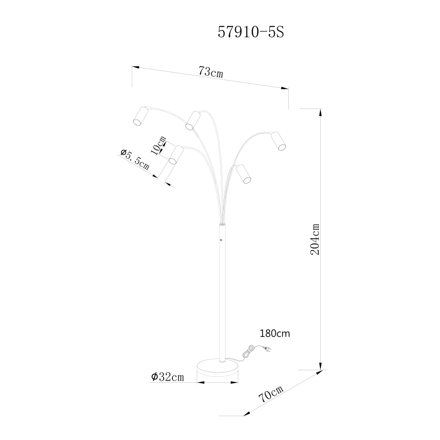 Globo - Lattialamppu 5xGU10/35W/230V