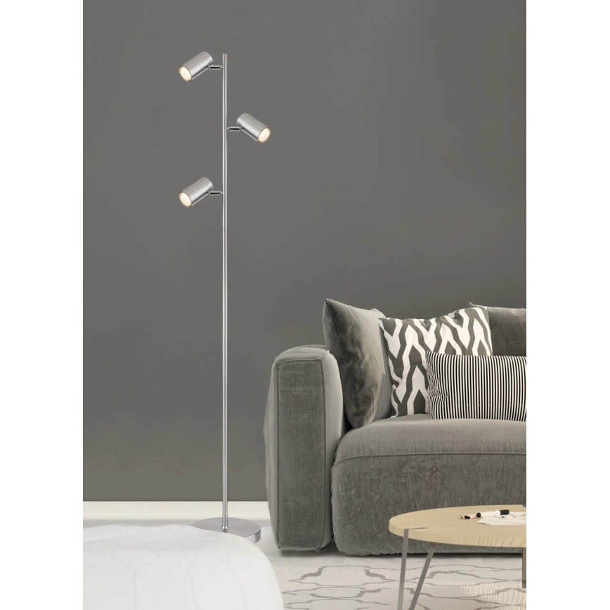 Globo - Lattialamppu 3xGU10/5W/230V mattakromi