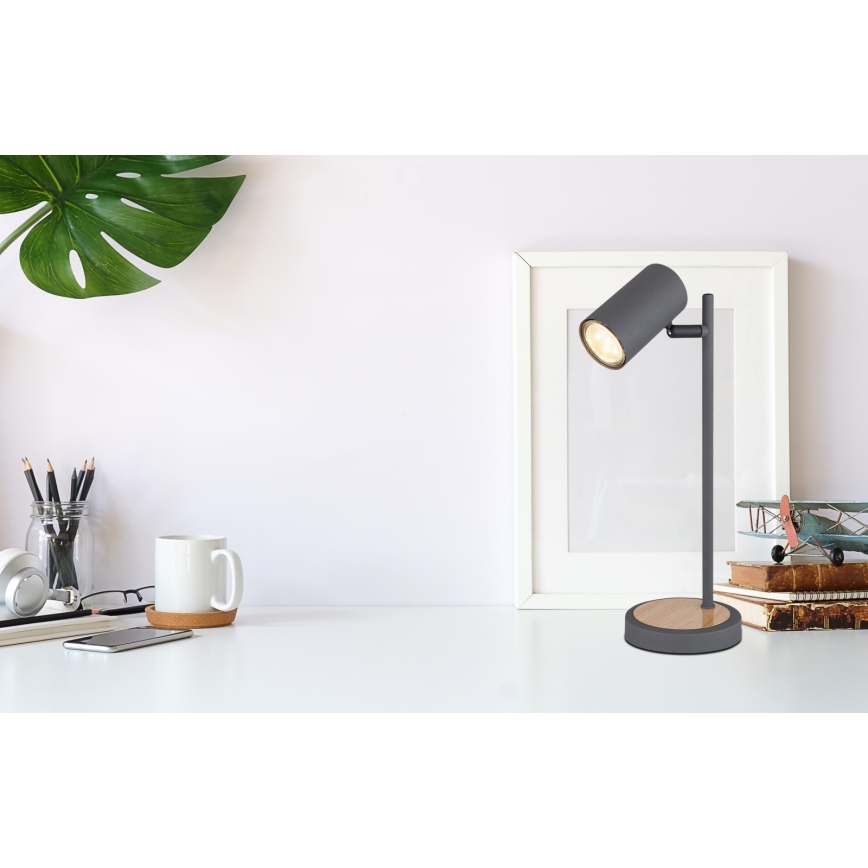 Globo - Pöytävalaisin 1xGU10/5W/230V harmaa/ruskea
