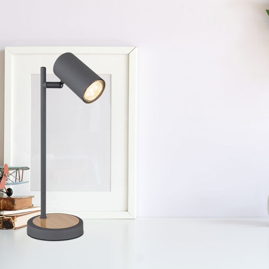 Globo - Pöytävalaisin 1xGU10/5W/230V harmaa/ruskea