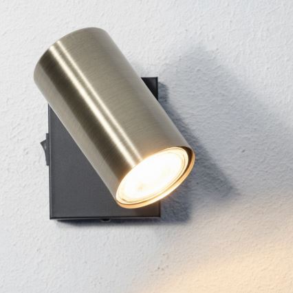 Globo - Seinäkohdevalo 1xGU10/25W/230V musta/messinki