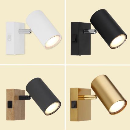 Globo - Seinäkohdevalo 1xGU10/25W/230V musta/messinki