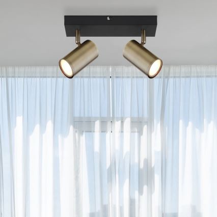 Globo - Kohdevalo 2xGU10/35W/230V musta/messinki