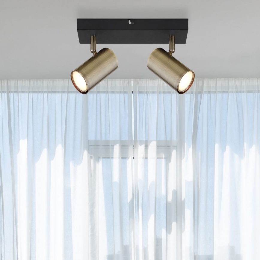 Globo - Kohdevalo 2xGU10/35W/230V musta/messinki