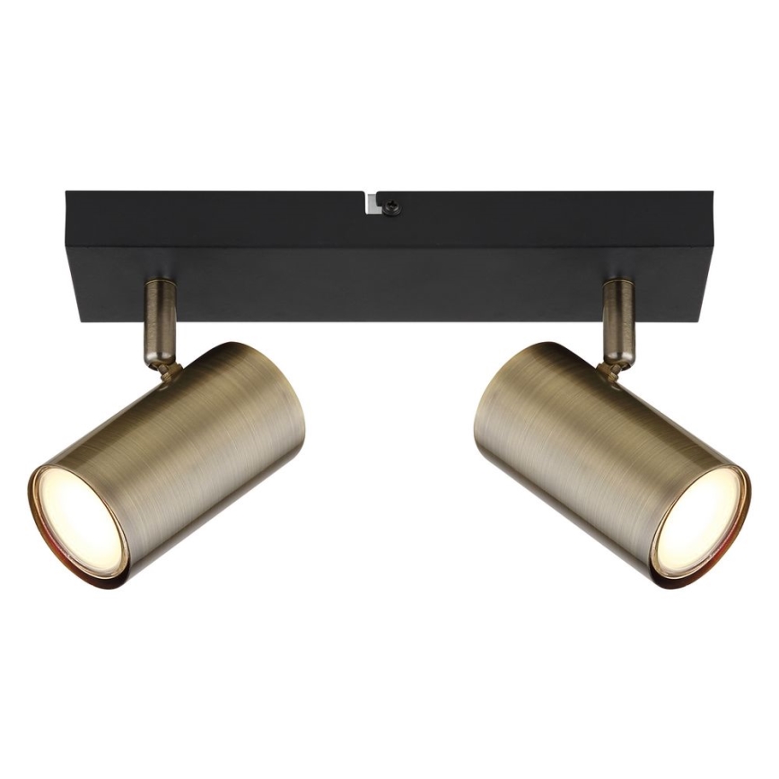 Globo - Kohdevalo 2xGU10/35W/230V musta/messinki