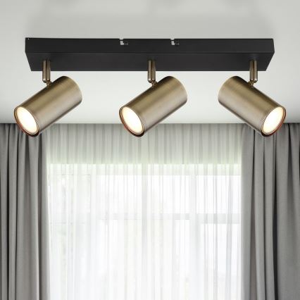 Globo - Kohdevalo 3xGU10/35W/230V musta/messinki