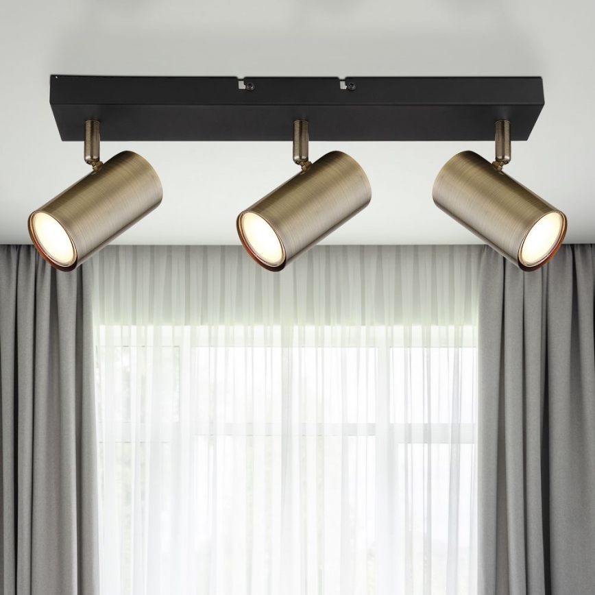 Globo - Kohdevalo 3xGU10/35W/230V musta/messinki